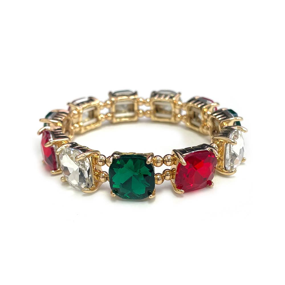 StarryNYC - Vendita all'ingrosso Braccialetto con ciondolo/pendente - Bracciale elasticizzato con cristalli in vetro tagliato a cuscino40