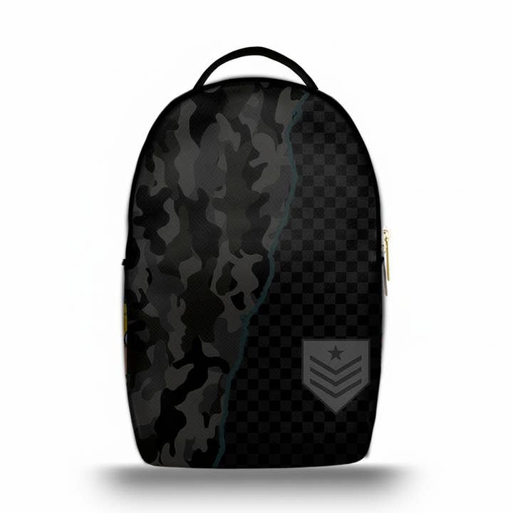 Mochila Ermes Madinbo - Feita na Itália - Unissexo - Porta-computador - Mochila Escolar - Mochila de Trabalho - Gráfica Militar Preta por atacado de MADINBO