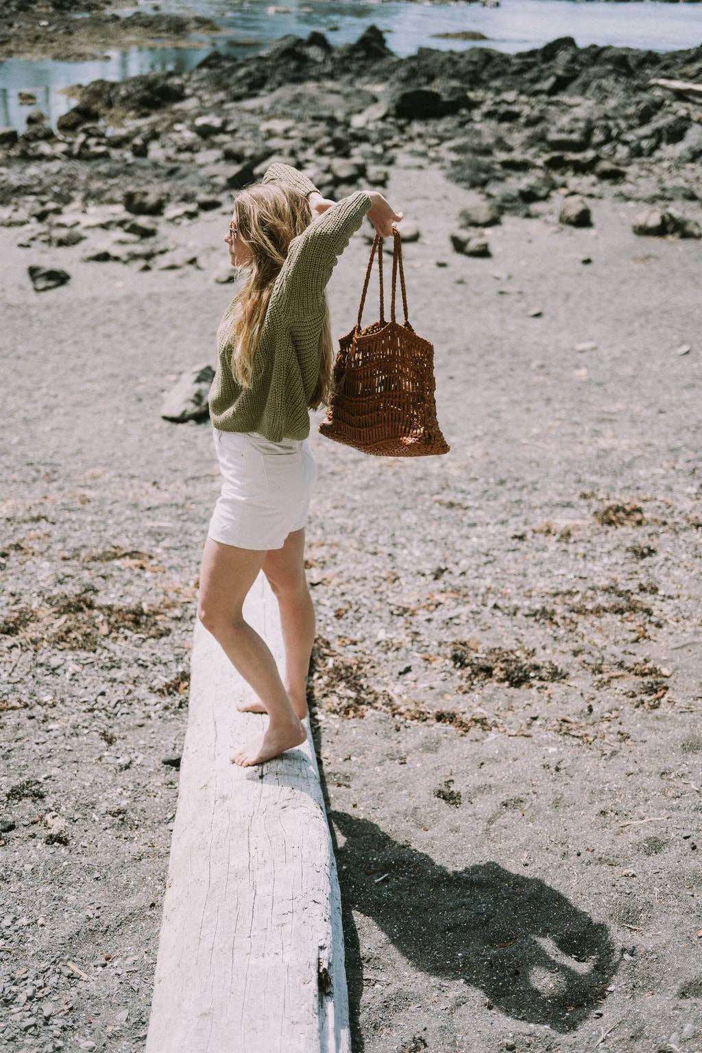 Happy French Gang – wholesale Beach bag – Luni Leather Woven Tan Bag2