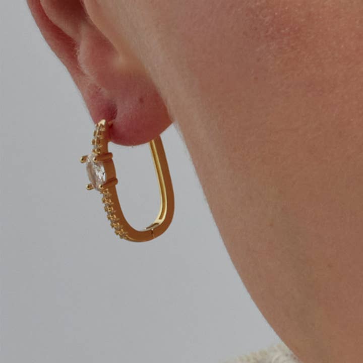 Luxenter - Vendita all'ingrosso Orecchini a cerchietto - Orecchini in zirconi brillanti placcati in oro giallo 18K - Tiskah4