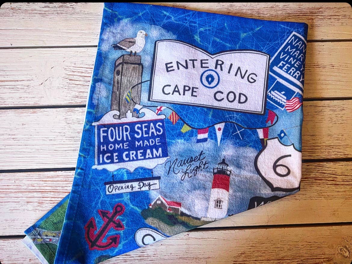 Domesticadence - Wholesale Tea Towel - Hand-Drawn Cape Cod Sites Dish / Tea Towels1