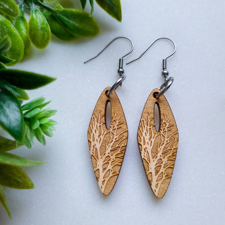 'Stick to It' Wood Earrings for wholesale by LITTLE BLUE BUS JEWELRY