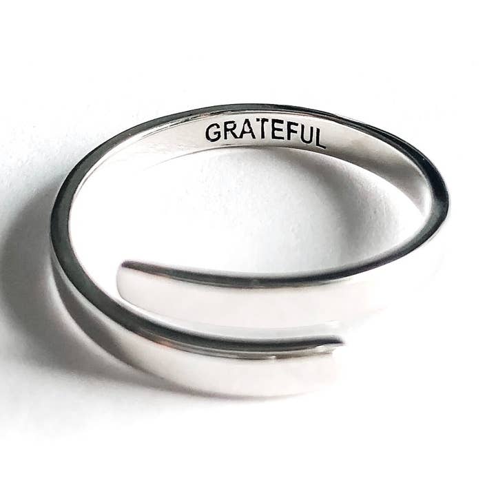 Grateful - sterling silver adjustable ring. for wholesale by Glass House Goods