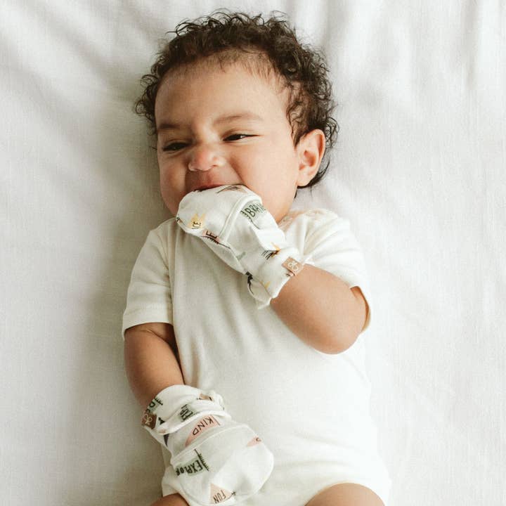 goumikids - Wholesale Mittens - Baby - Stay On 2-Pack Baby Mitts - Poolside + Affirmations