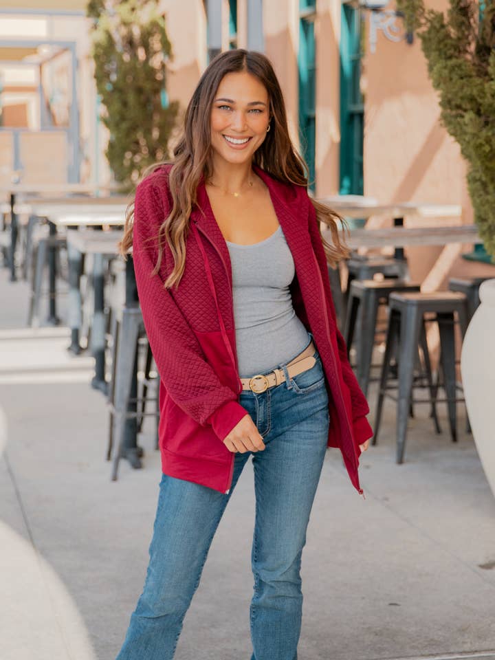 Tickled Teal - Wholesale Hoodie - Women's - Contrast Quilted Zip Up Hoodie19