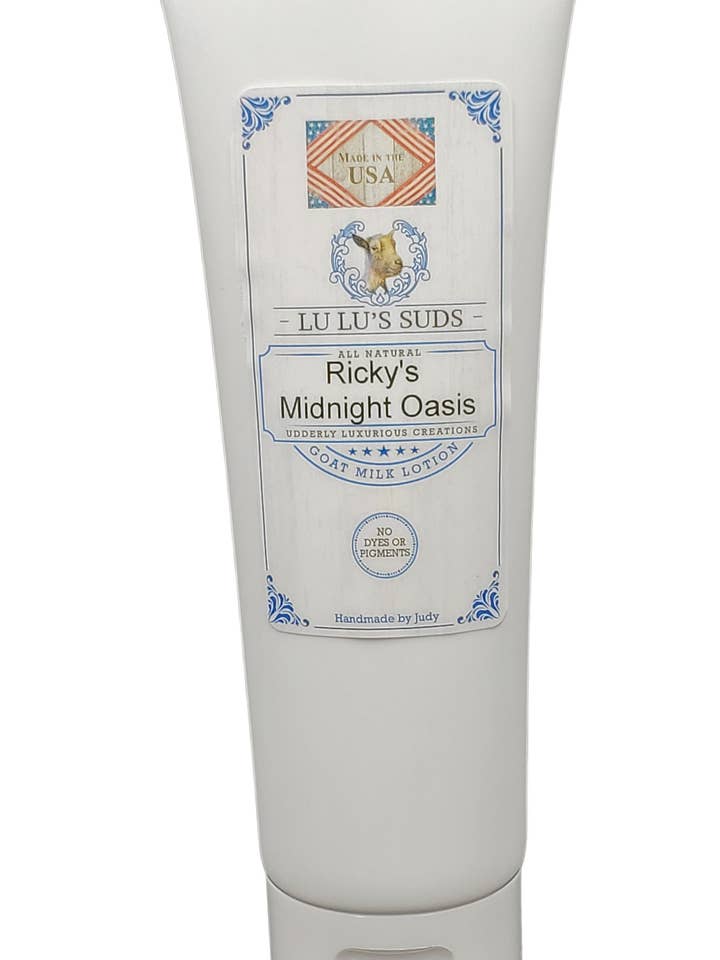 Lotion au lait de chèvre Ricky's Midnight Oasis 8 oz. pour la vente par Lu Lu's Suds