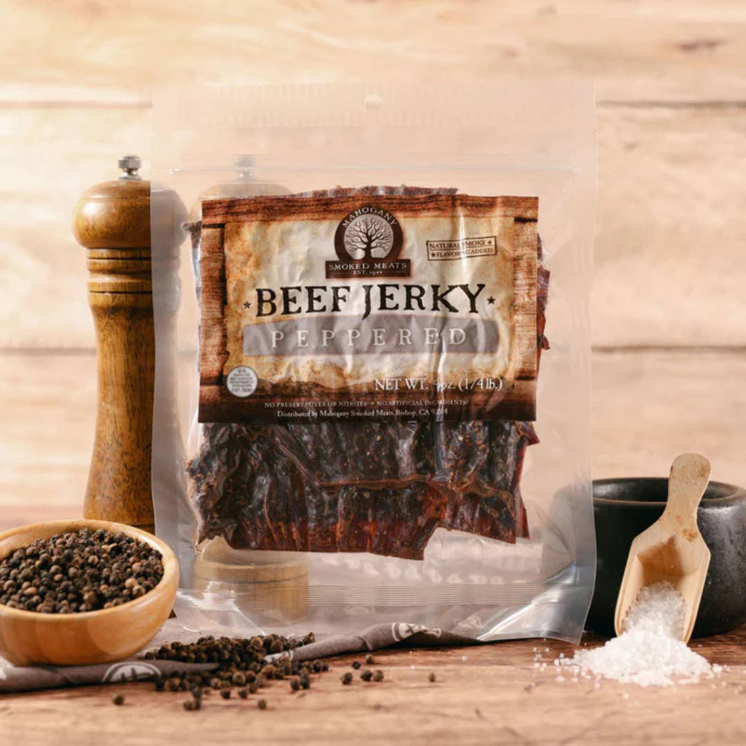 Mahogany Smoked Meats - Wholesale Jerky - Peppered Beef Jerky - All-Natural, 4oz