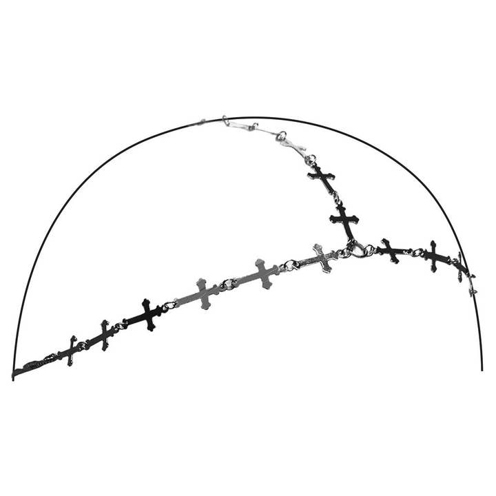 Mia Triple Chain Headwraps Headwrap - Style A Silver Crosses for wholesale by Mia