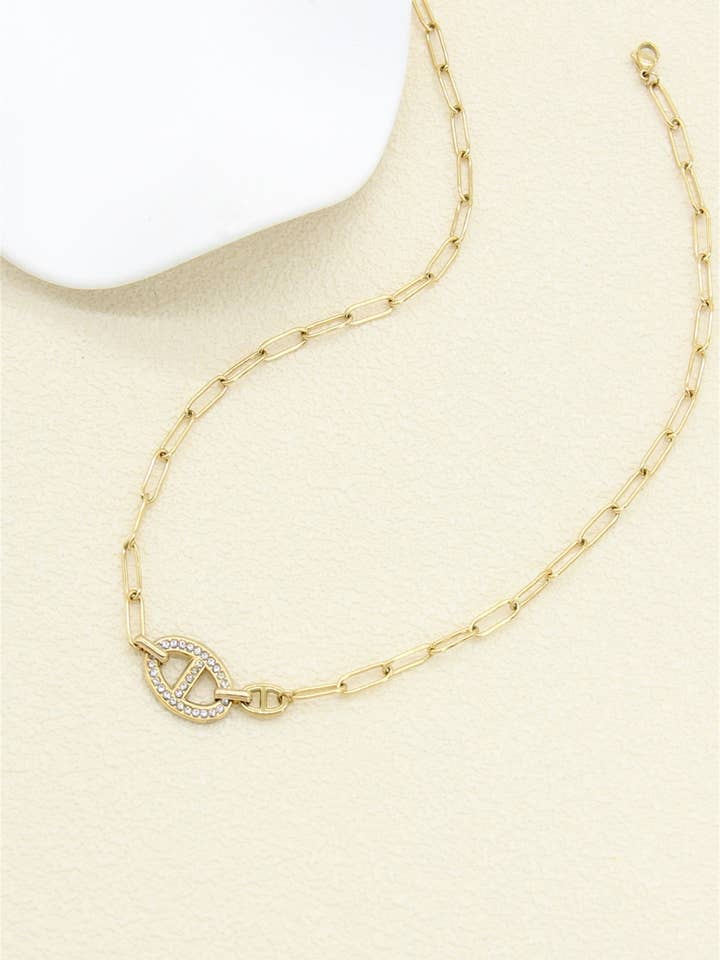 Marinlänk Halsband Strass – Rostfritt Stål för wholesale av BELLISSIMA BIJOUX