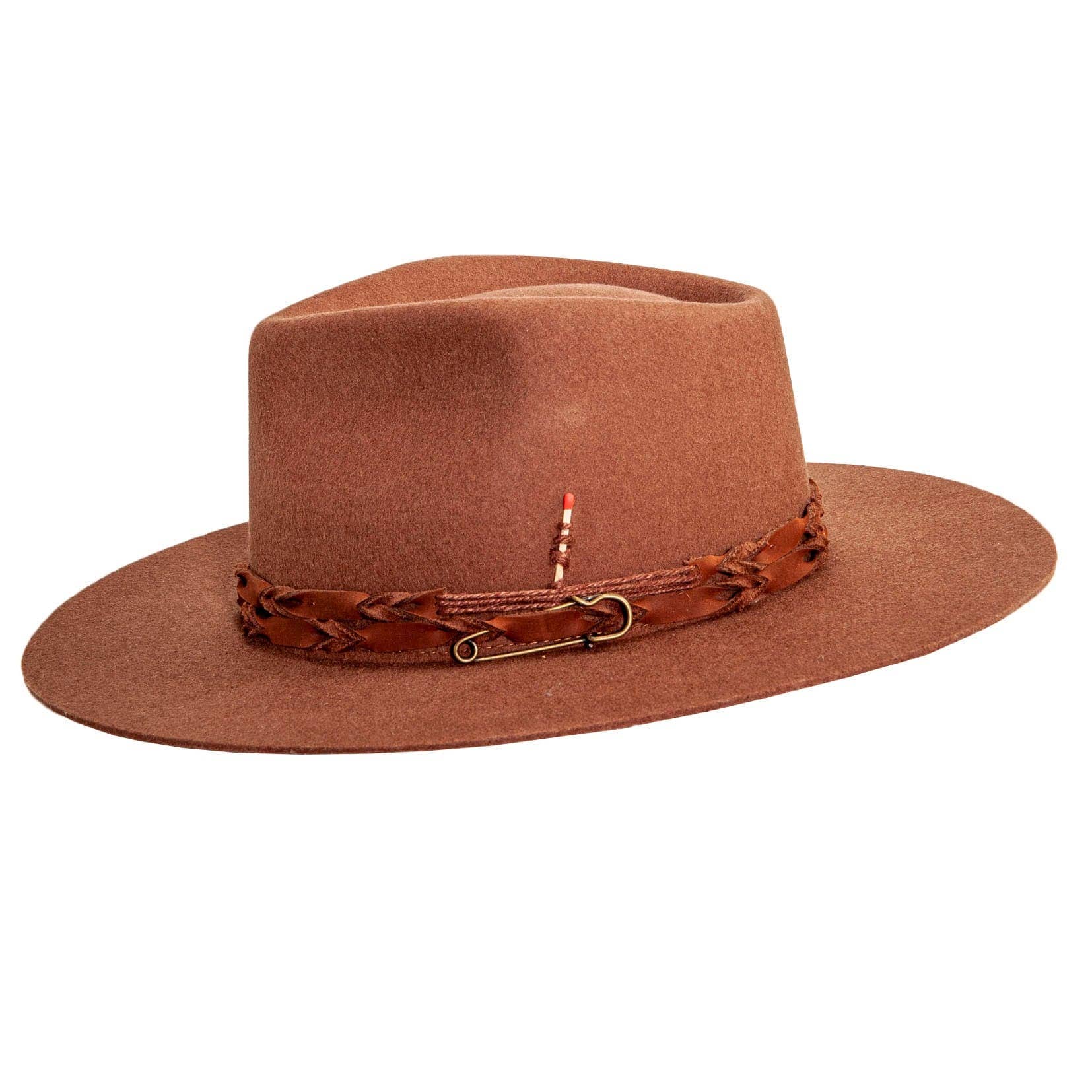 Brown 100% Australian Wool Felt Wide Brim Hat - Style Aspen for wholesale on Faire6