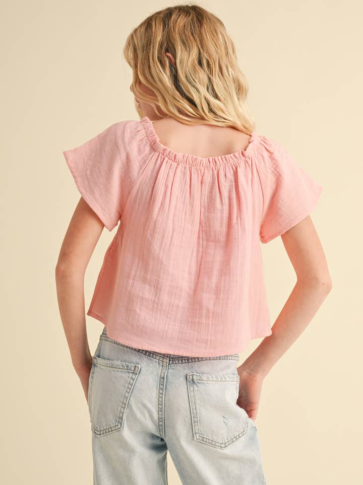 heart and arrow - Wholesale T-Shirt - Kids - TWEEN KIDS GIRLS PEASANT SHORT SLEEVE LOOSE FIT TOP (7-14)