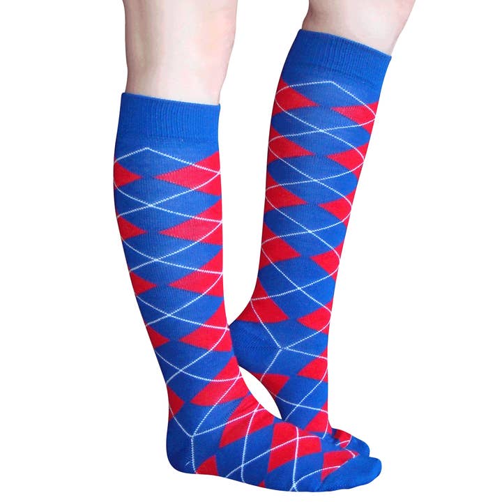 Red/White/Blue Argyle Socks for wholesale by Chrissy's Socks