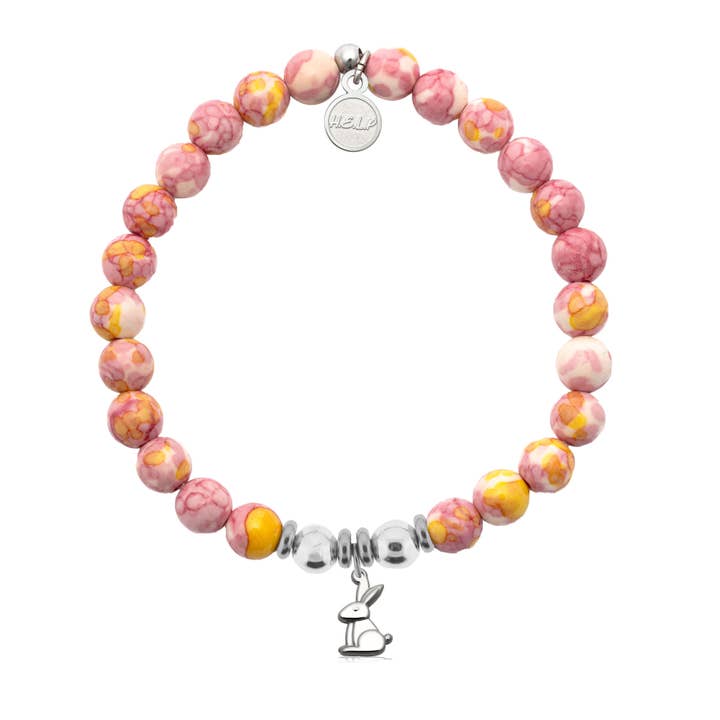 Bunny Charm with Lemonade Jade Charity Bracelet for wholesale by H.E.L.P