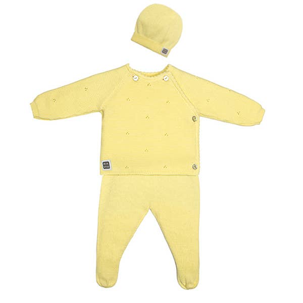 gul Kyr Baby Set med gul hatt (3 stycken) 100% bomull för wholesale på Faire