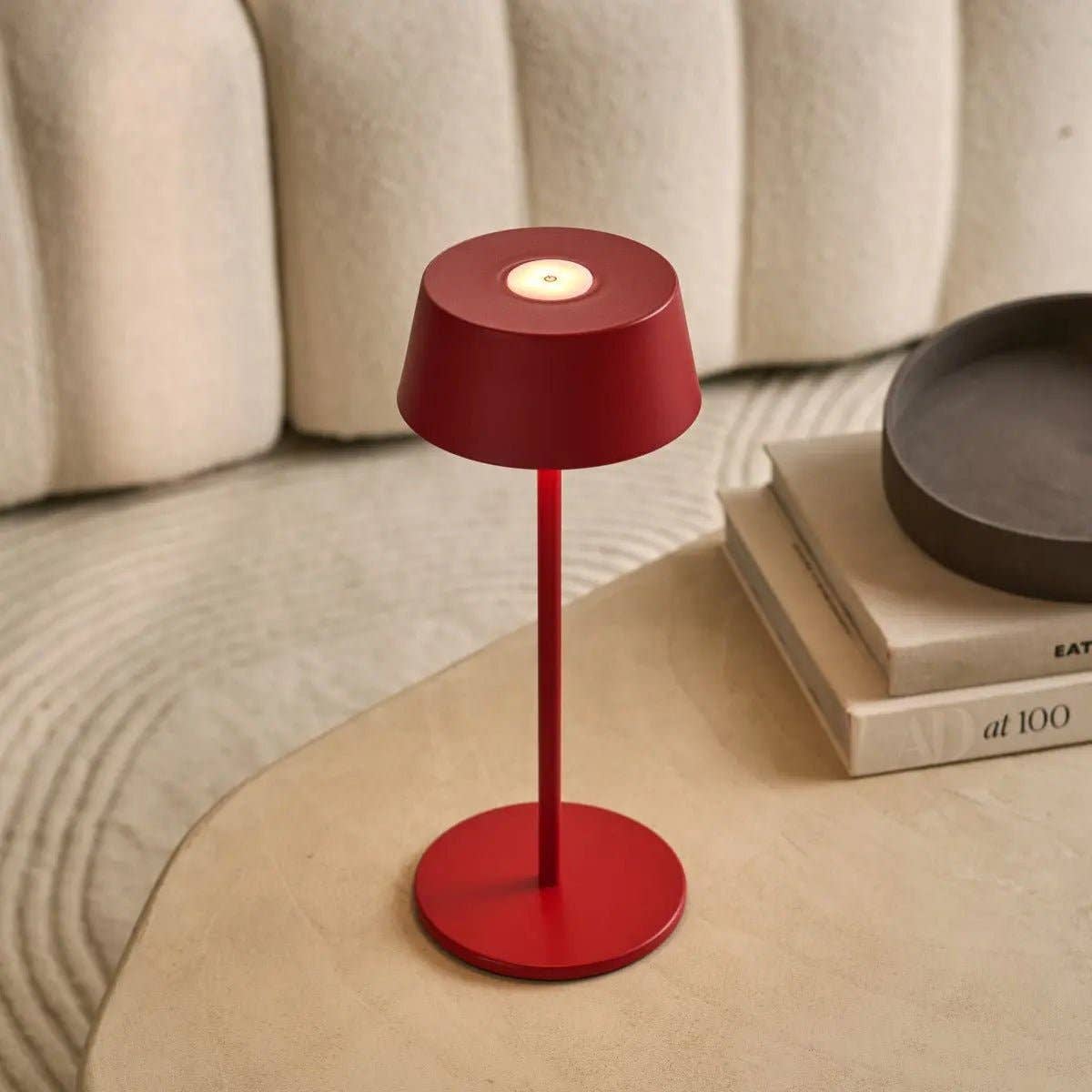 Tavellio - Wholesale Accent/Desk Lamp - Hugo Berry Red Rechargeable Iron Table Lamp | Dimmable, Stylish & Cordless5
