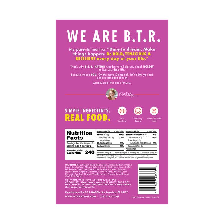 B.T.R. Bar - Wholesale Snack bar - CINNAMON CASHEW CRUNCH PROTEIN+ Superfood Bar 4