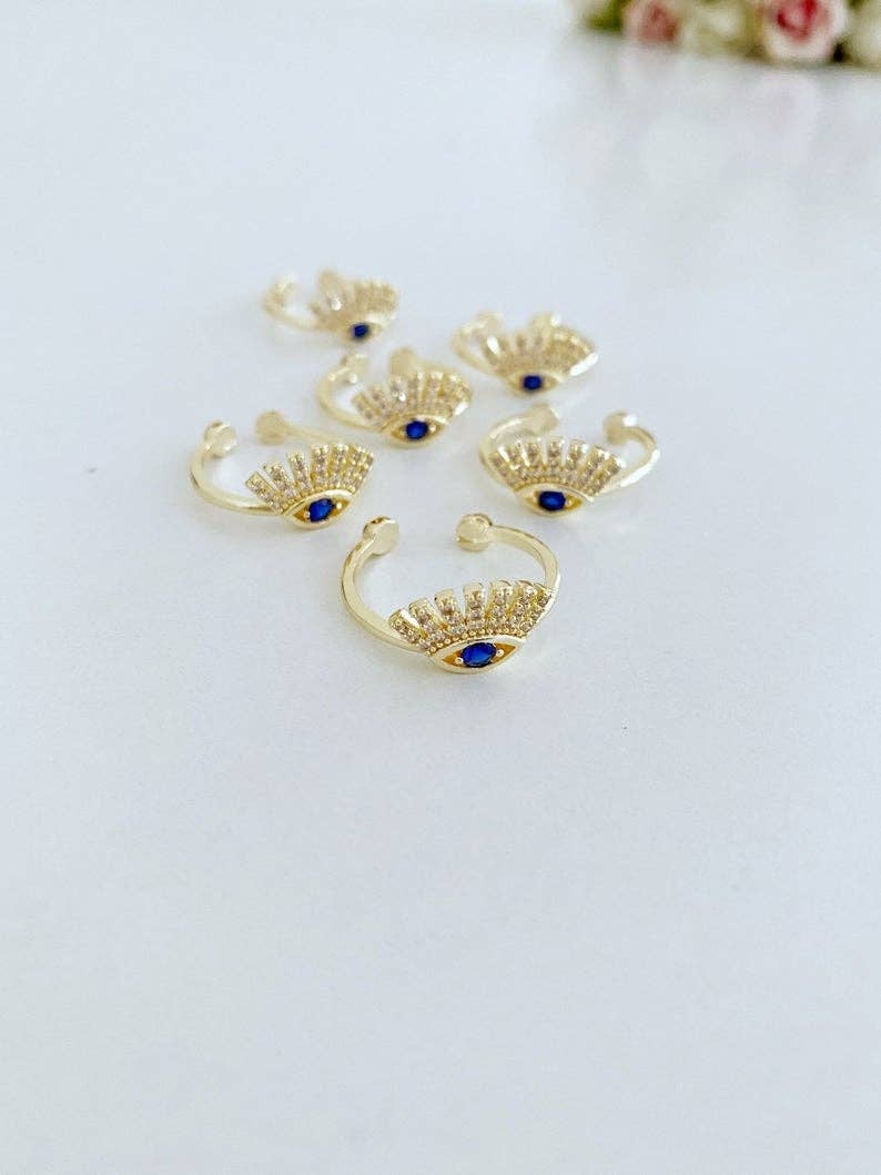 Evileyefavor - Vente Bague avec plusieurs pierres - Bague mauvais œil, bague grecque réglable, bijoux de protection, bague en or rose8