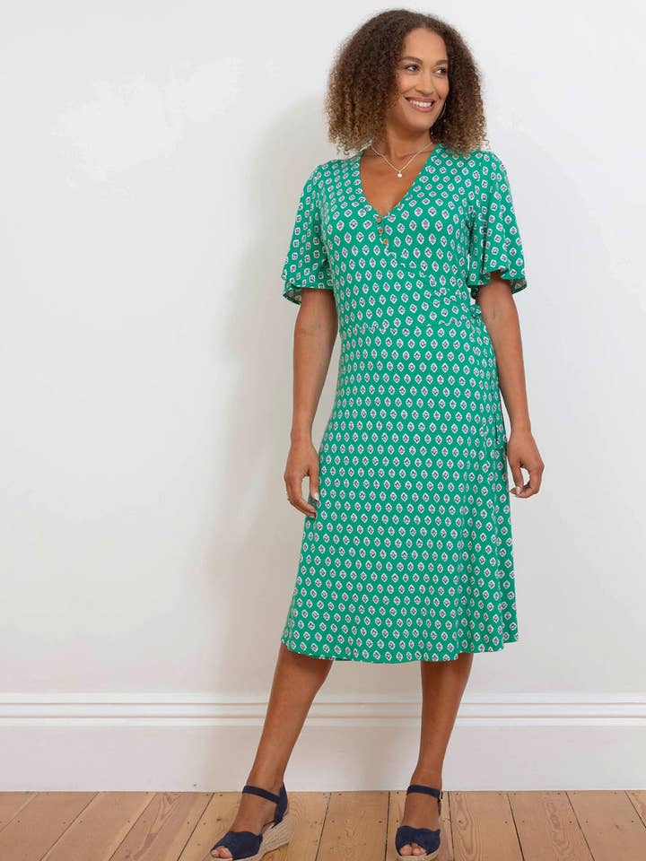 Highcliffe Jersey Wrap Dress Fleur for wholesale by Kite Clothing