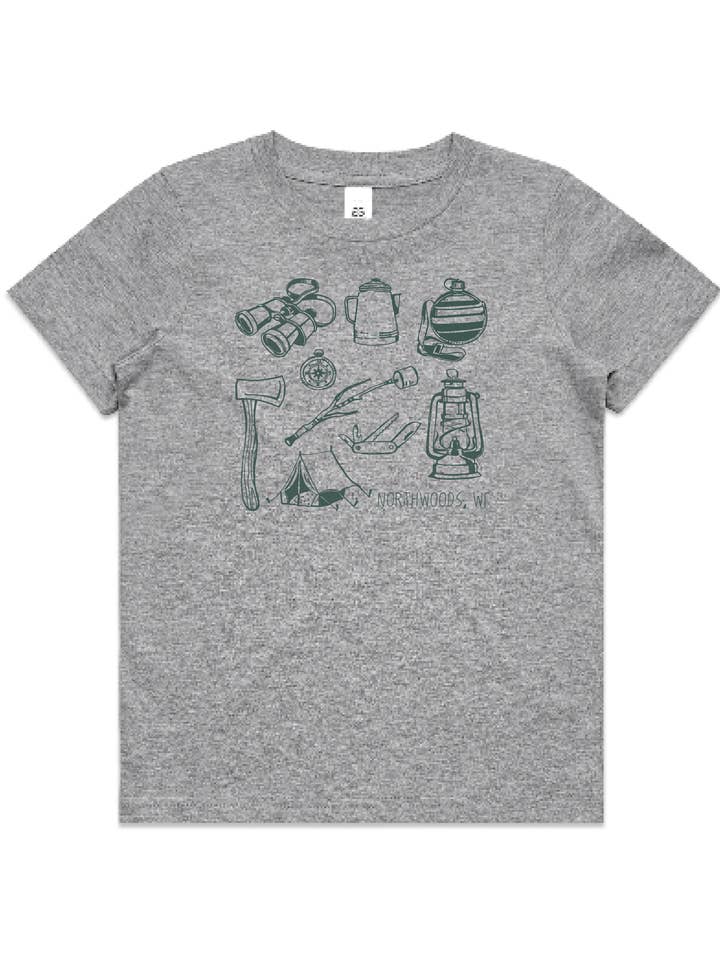 Vital Industries – Großhandel T-Shirt mit Siebdruck – Kinder – Camping-Werkzeug-T-Shirt mit Namen für Kinder