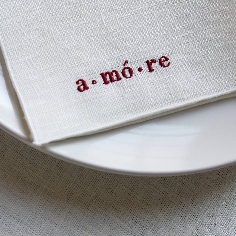 White PENSIERI pure linen napkin for wholesale on Faire1