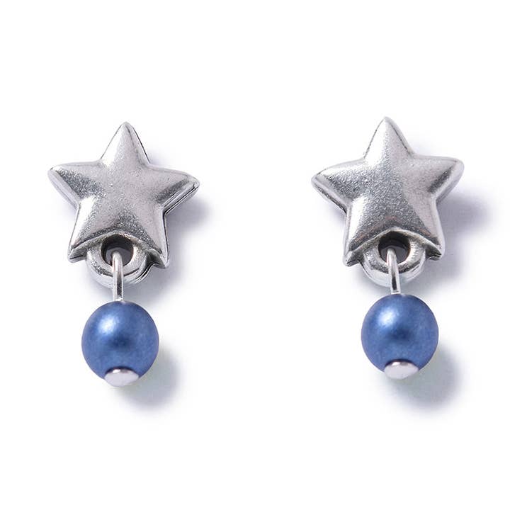 Silver Star Pearl Stud Earrings for wholesale by Carrie Elspeth Jewellery