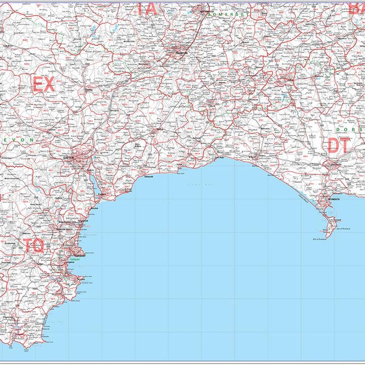Mappa Codice Postale South Devon - Mappa del settore 3 per la vendita all'ingrosso da parte di Map Marketing Limited