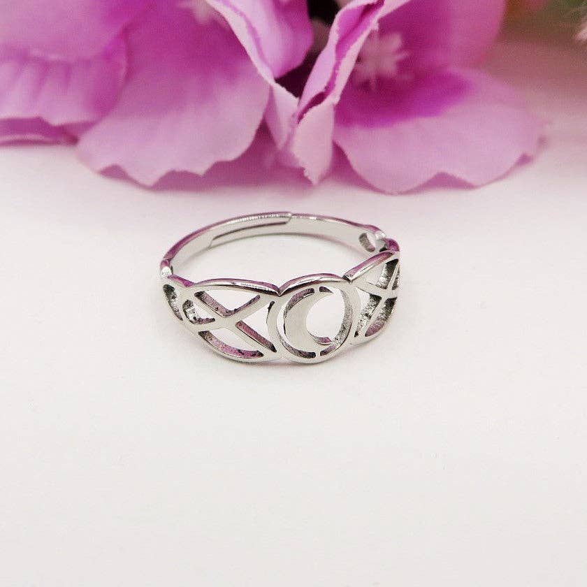 Daemon srls - Wholesale Band/Stacked Ring - MOON ~ Anello regolabile Luna in ACCIAIO INOSSIDABILE7