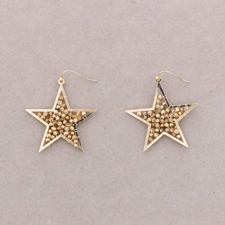 Sonata - Wholesale Snap Jewelry - Star Earrings Metal Faceted Crystals2