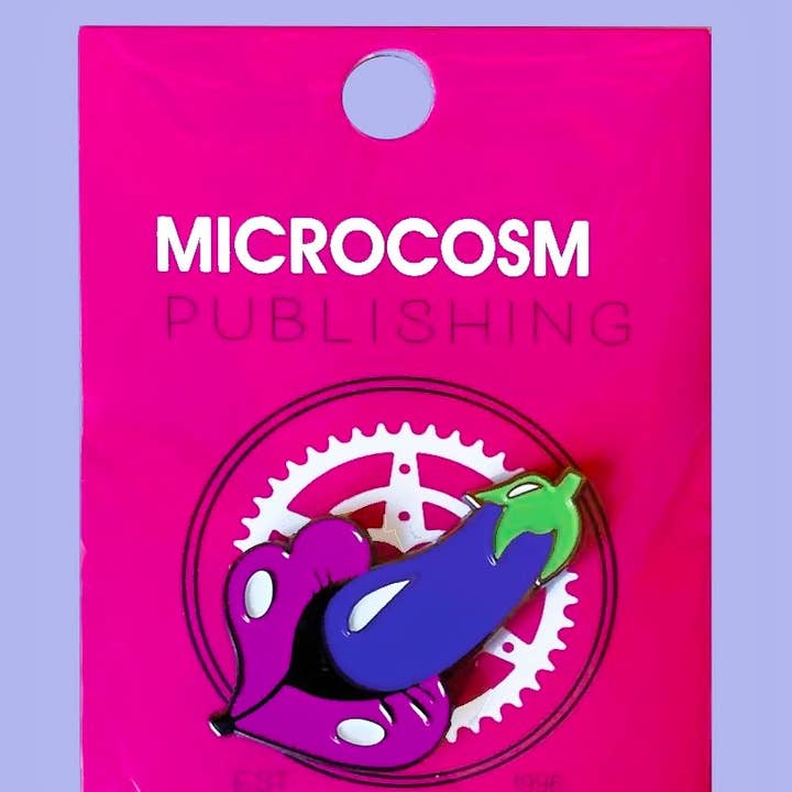 Microcosm Publishing & Distribution - Wholesale Lapel Pin/Button - Eating Eggplant Enamel Pin0