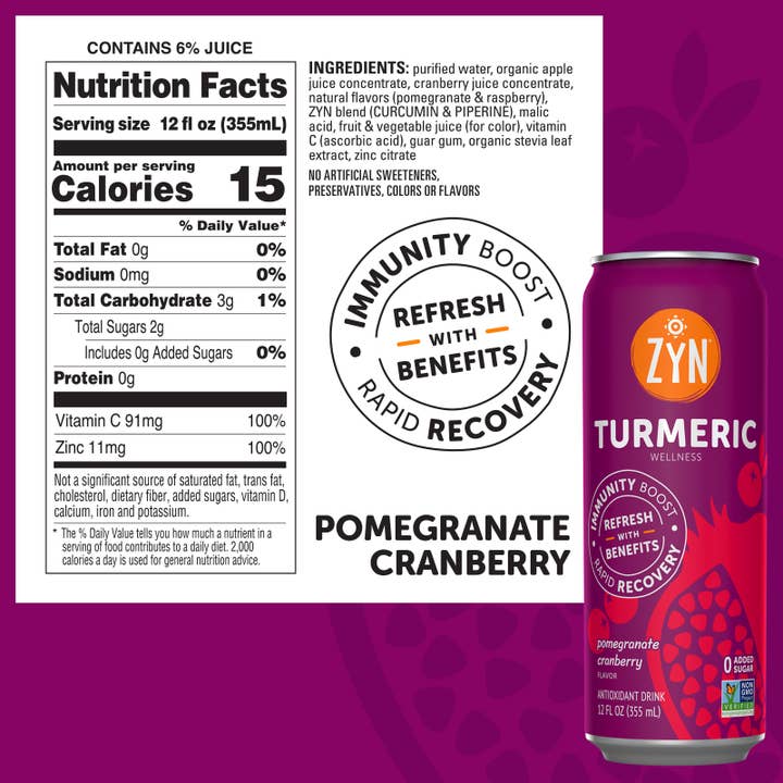 ZYN-Immunity & Recovery - Wholesale Wellness Juice/Tonic - Immunity & Recovery Turmeric Wellness Drinks - Pom Cranberry4