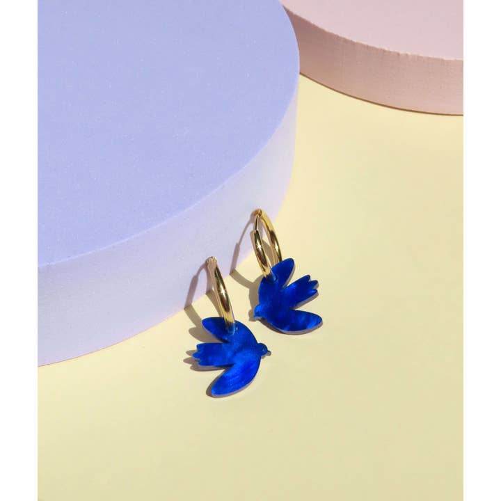 Niemalsmehrohne - Wholesale Hoop Earrings - Dove ink blue stainless steel and acrylic hoop earrings