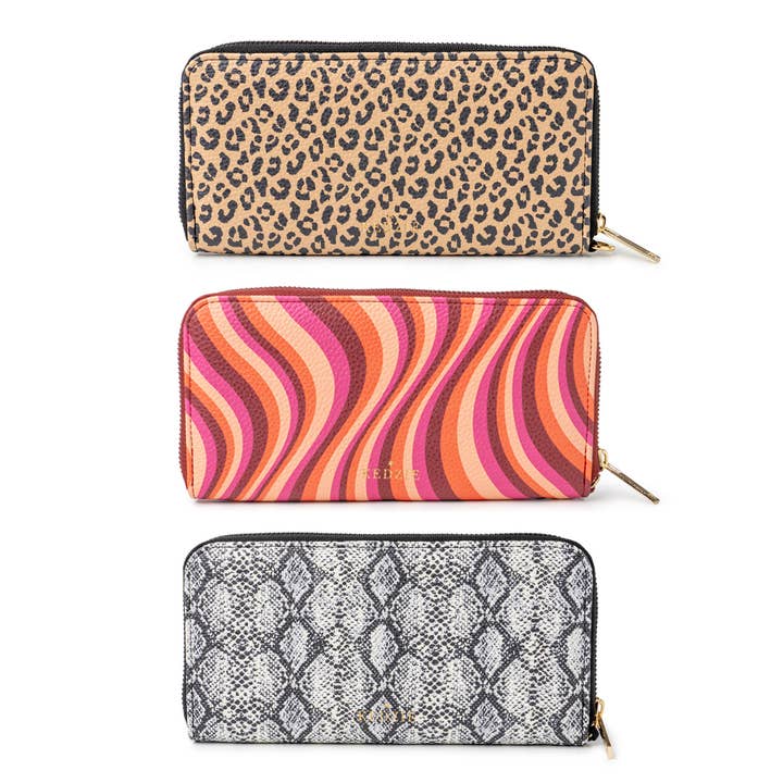 DM Merchandising - Wholesale Clutch Bag - Women's - Kedzie Patterned Eclipse Zip-Around Clutch Assortment