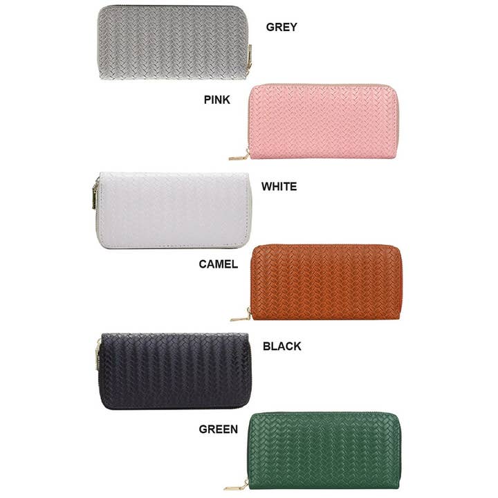 Vanilla Monkey - Wholesale Wallet - Women's - Vegan Leather Woven Weave Long Wallet