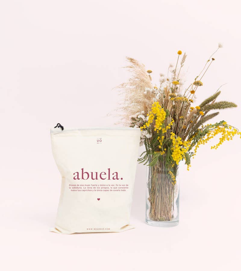 UO - Venta al por mayor Bolsas de celofán - Bolsa tela regalo "Abuela. Definición" Granate