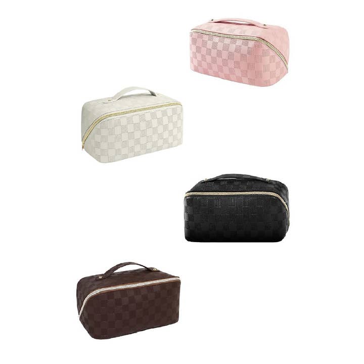 Vanilla Monkey - Wholesale Makeup/Cosmetic Bag - Vegan Leather Checkered Makeup Bag2