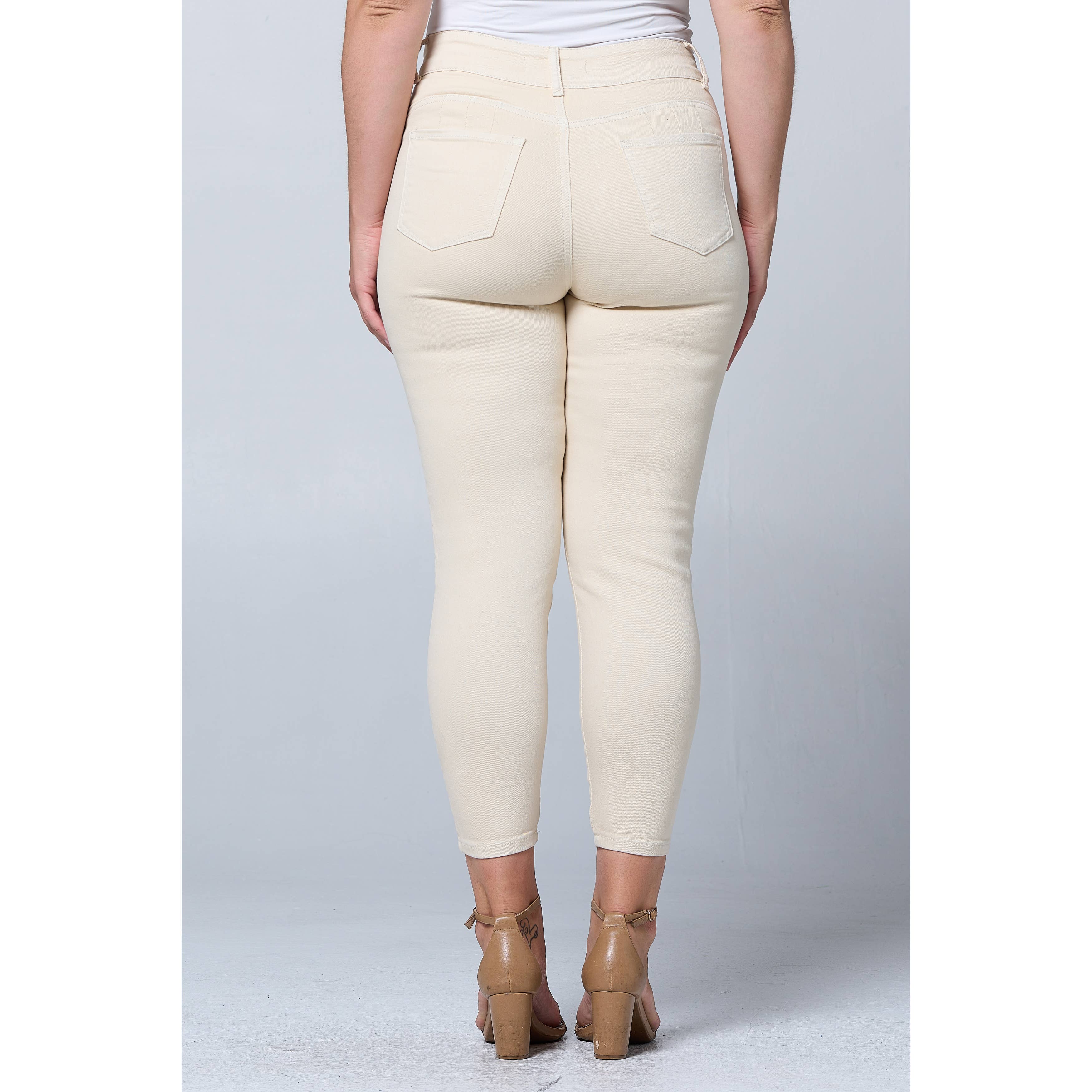 Donkerblauw Plus Size Skinny Jeans met Buikcorrigerende Taille en Lifting voor de Billen PH3502X Donkerblauw voor groothandel op Faire29