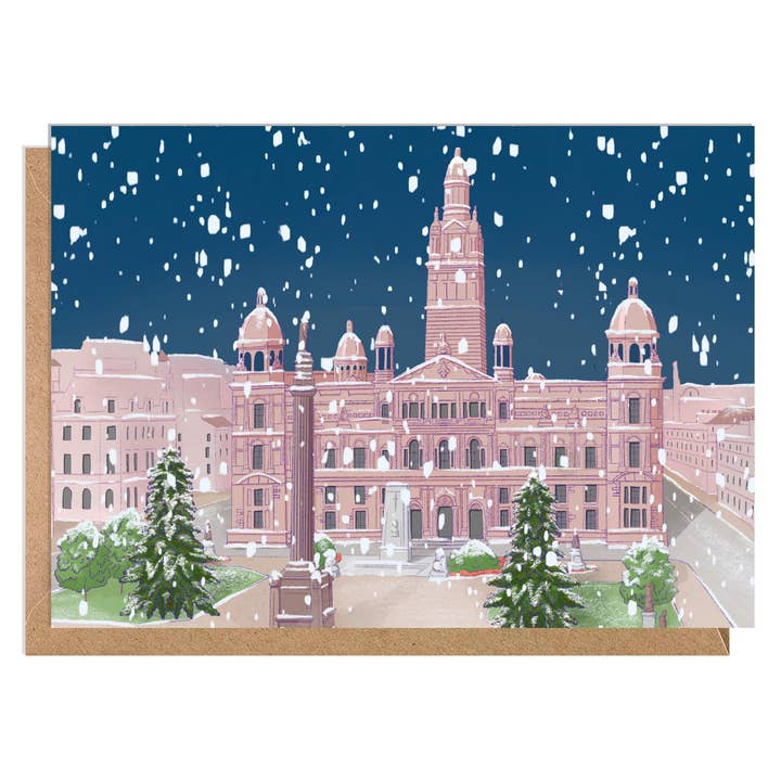 Neon Magpie - Wholesale Christmas Card - George Square Glasgow Christmas Card