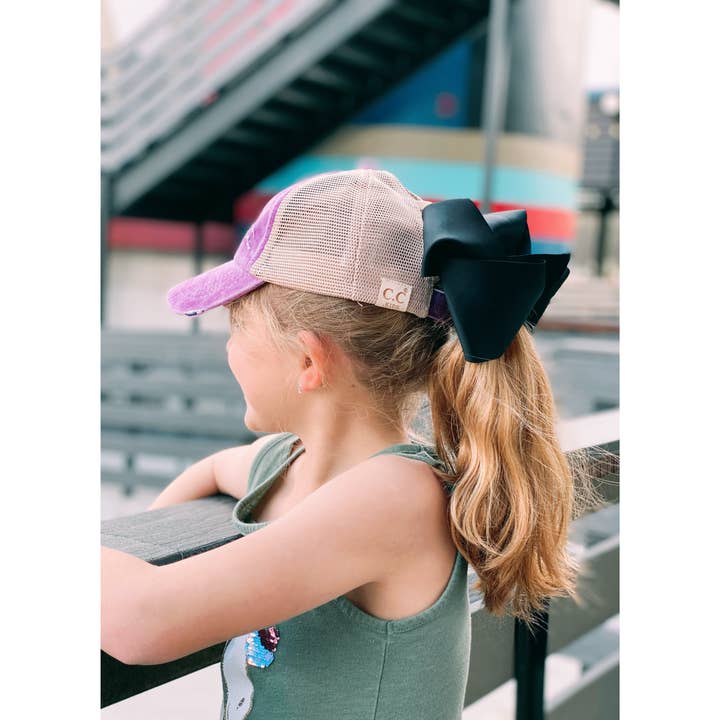 C.C Beanie - Wholesale Baseball Cap - Kids - KIDS Distressed Criss-Cross High Ponytail CC Ball Cap KIDSBT