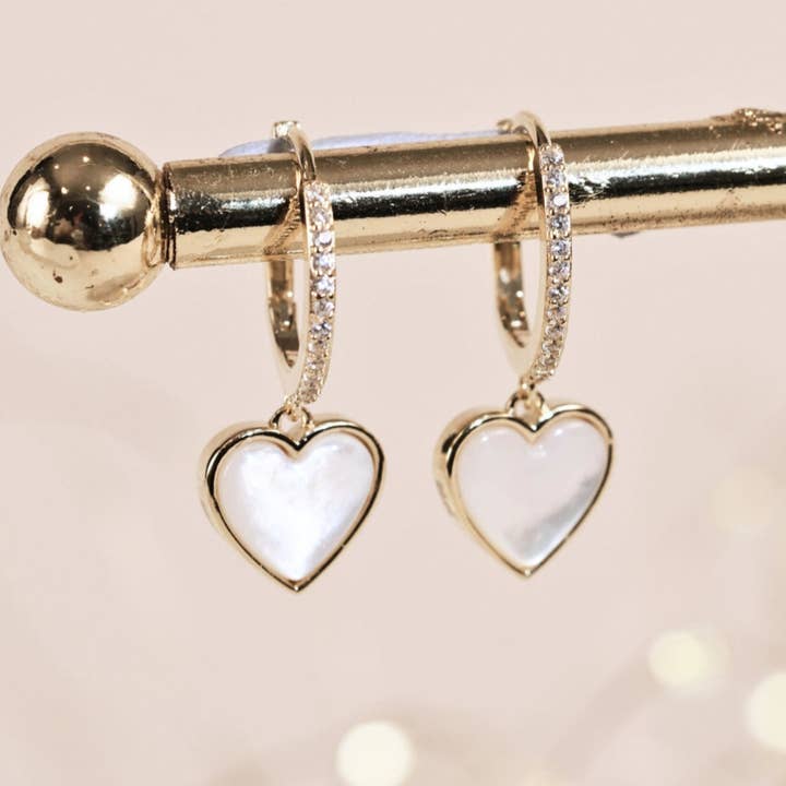 Heart Drop Earrings l White Quartz for wholesale by Annabel Jewellery
