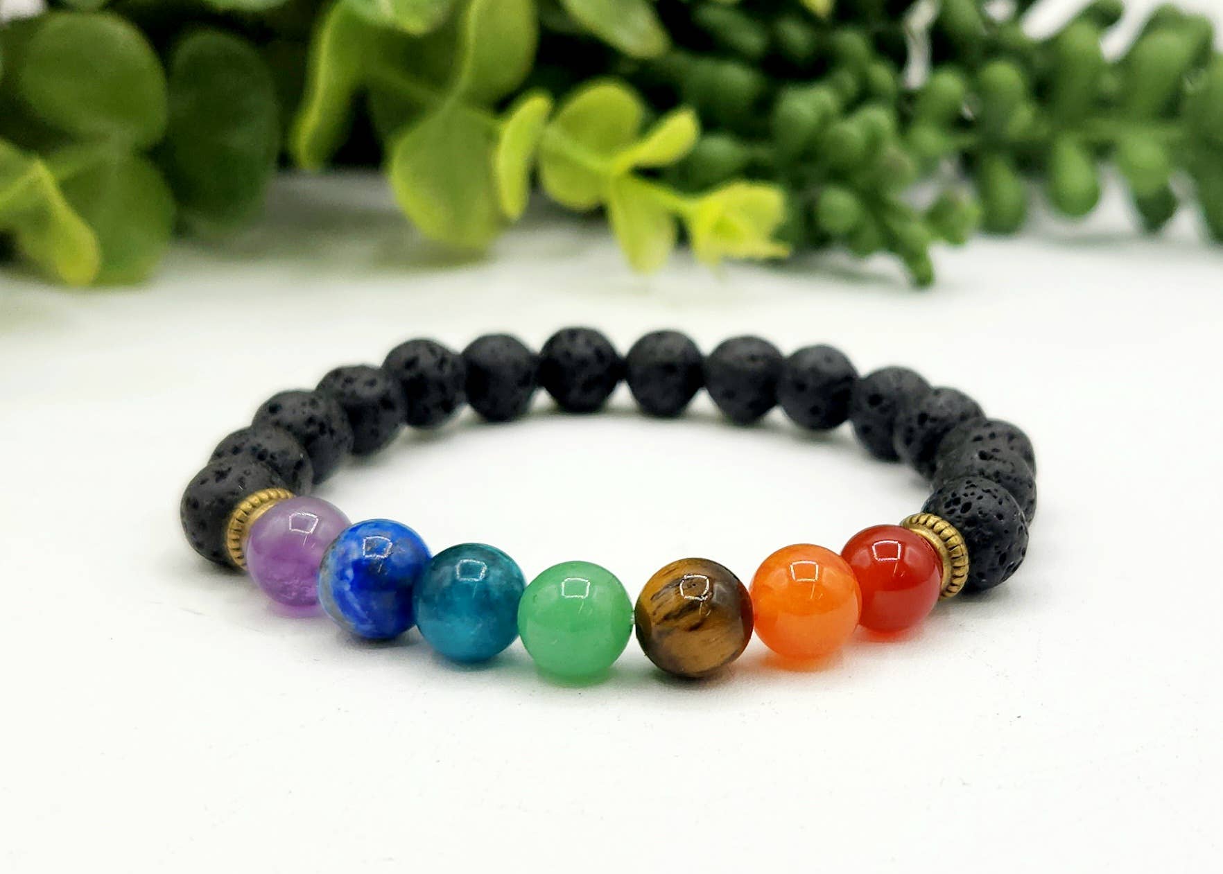 Meraki Gemstones – wholesale Beaded bracelet – CHAKRA - Gemstone with Lava Stretchable Bracelet 8mm1