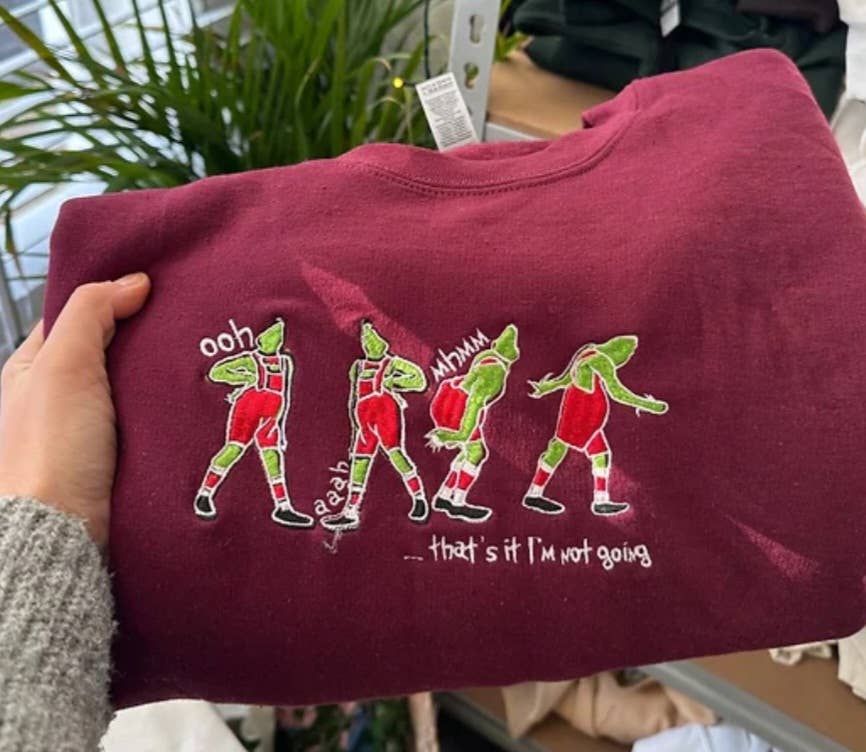 NufNuf Creations - Wholesale Sweatshirt - Unisex - grinch embroidered crewneck sweater 1