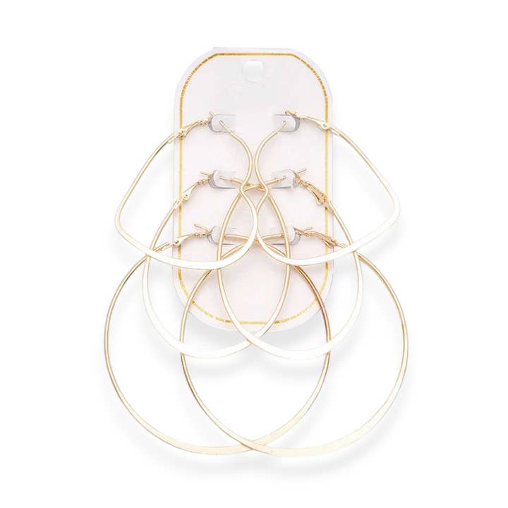 Mix Shape Gold Hoop Earrings Set for wholesale by LA Jewelry Plaza