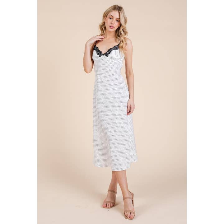 Honey Mango – Großhandel Kleid – Damen – Punktiertes Midikleid3