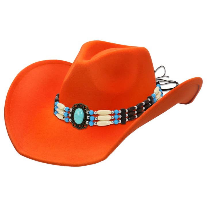 Cap Zone - Wholesale Cowboy Hat – Women’s - Turquoise Beaded String Felt Cowboy Hat14