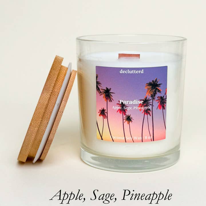 Candle Wood Wick Paradise Non Toxic Coconut Soy Wax for wholesale by declutterd