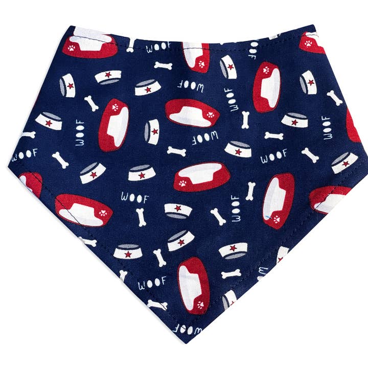 Goodest Boye - Navy Blue Dog Bowl Fun Snap Dog & Cat Bandana for wholesale by Very Vintage Designs
