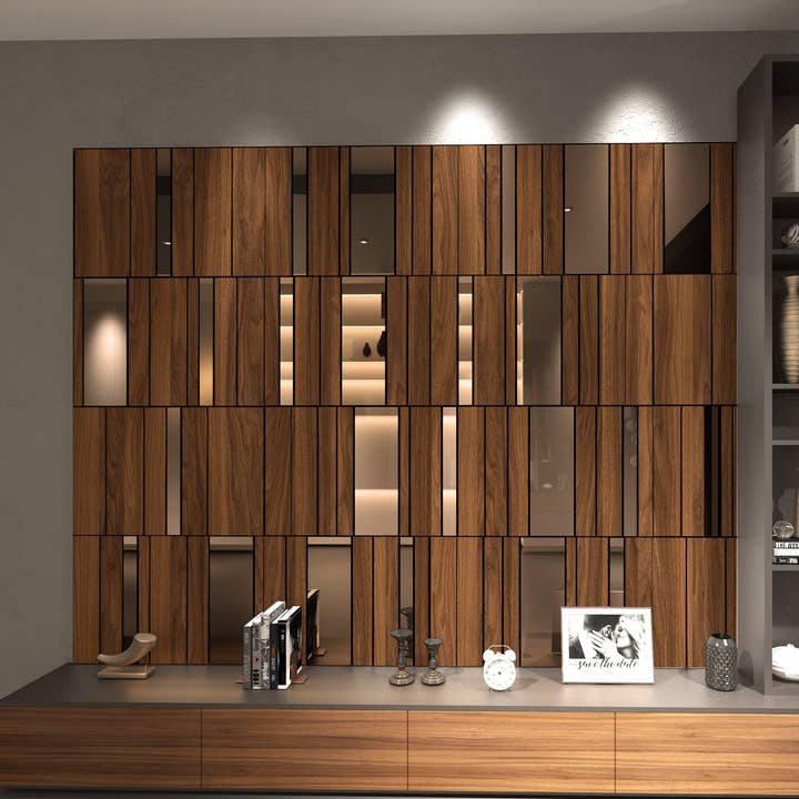 Dark Wood and Silver Mirror Decorative Panels for wholesale by Guipp-Decor - Decoriy