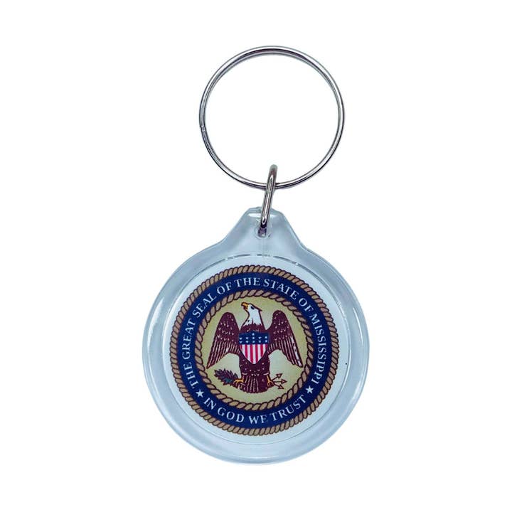 Astur Pins - Wholesale Keychain - Unisex - Round Acrylic Keychain - Mississippi State Shield - USA0
