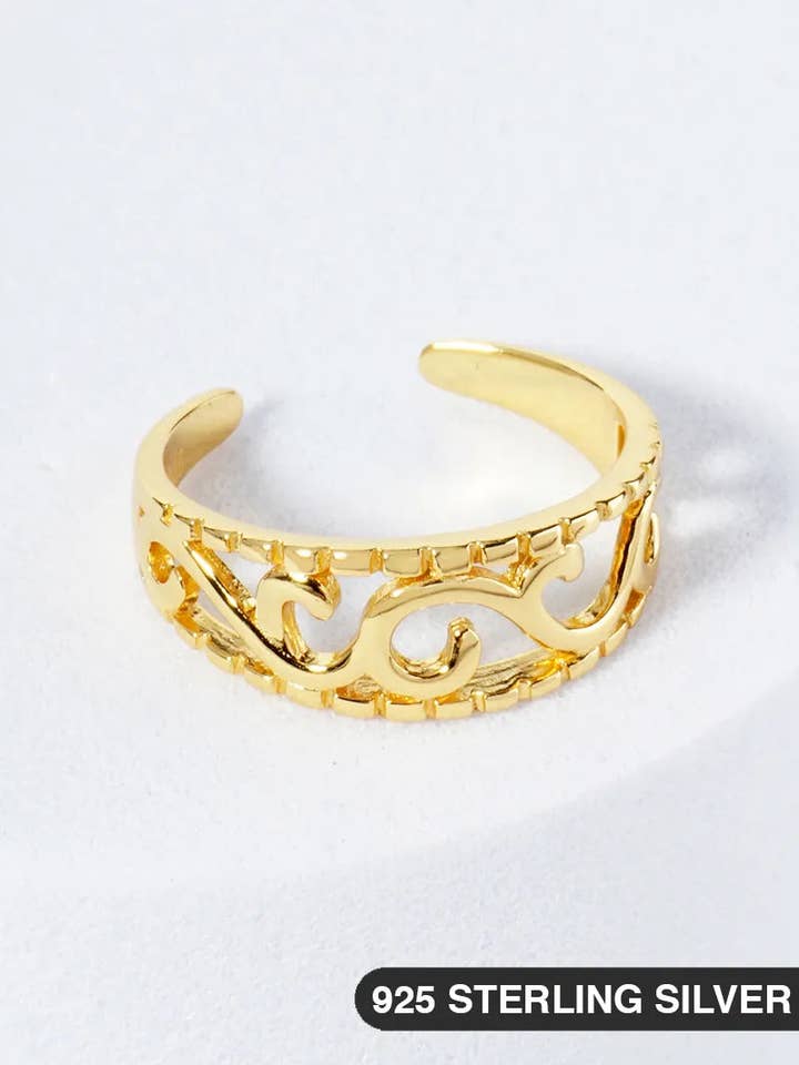 18K Gold Plated 925 Sterling Silver Adjustable Toe Ring for wholesale by Wild Honey