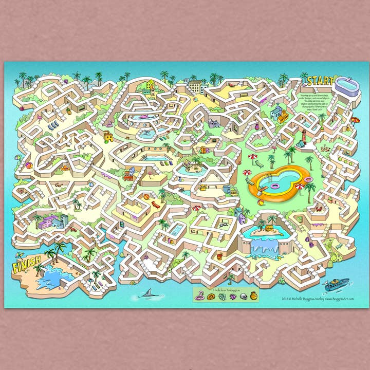 11x17" Summer Beach Maze Print for wholesale by Boggess Art